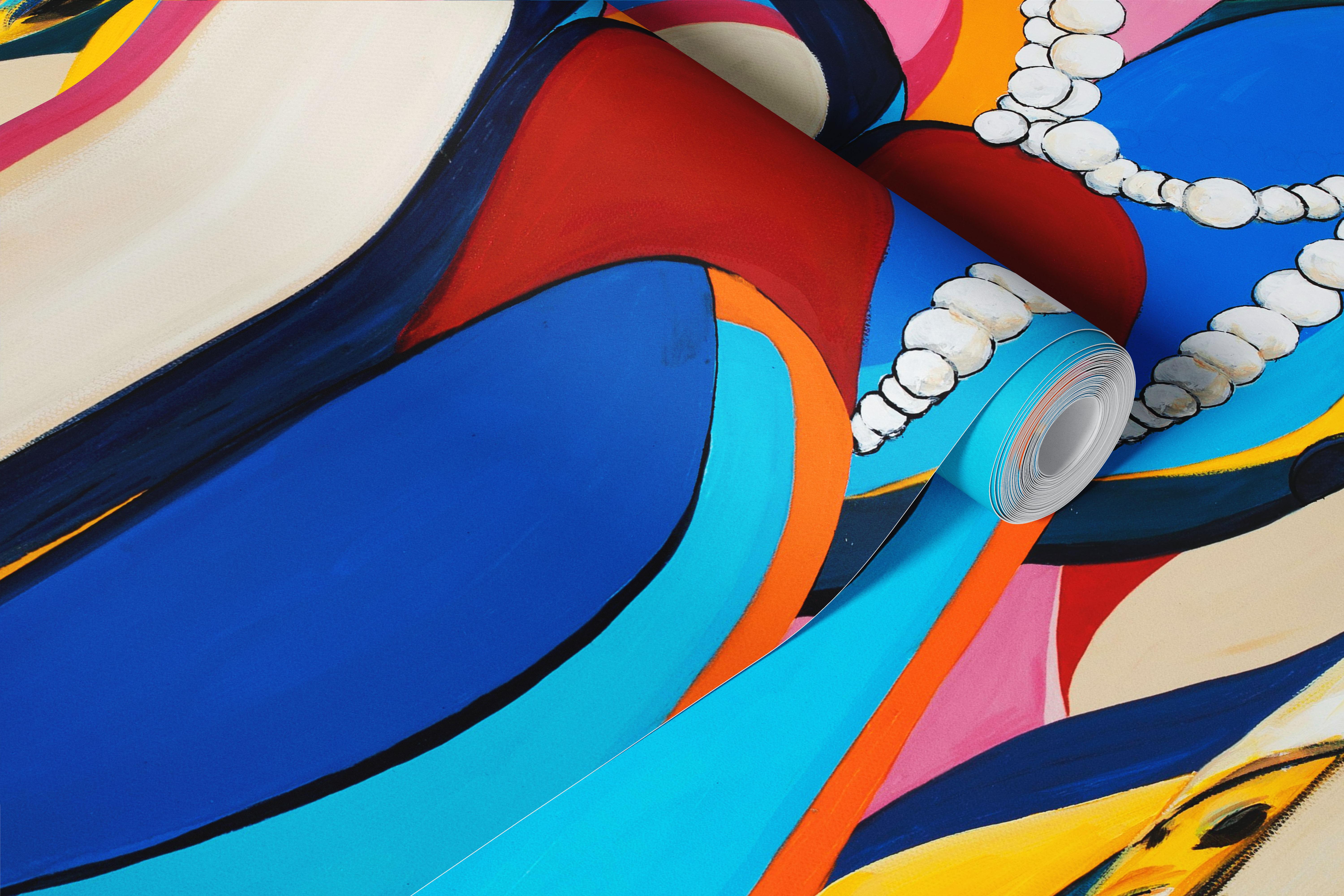 Färgglad Josephine Baker tapet i ett rum