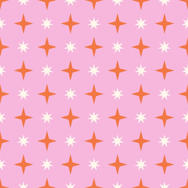 Pink and Orange Stars Pattern
