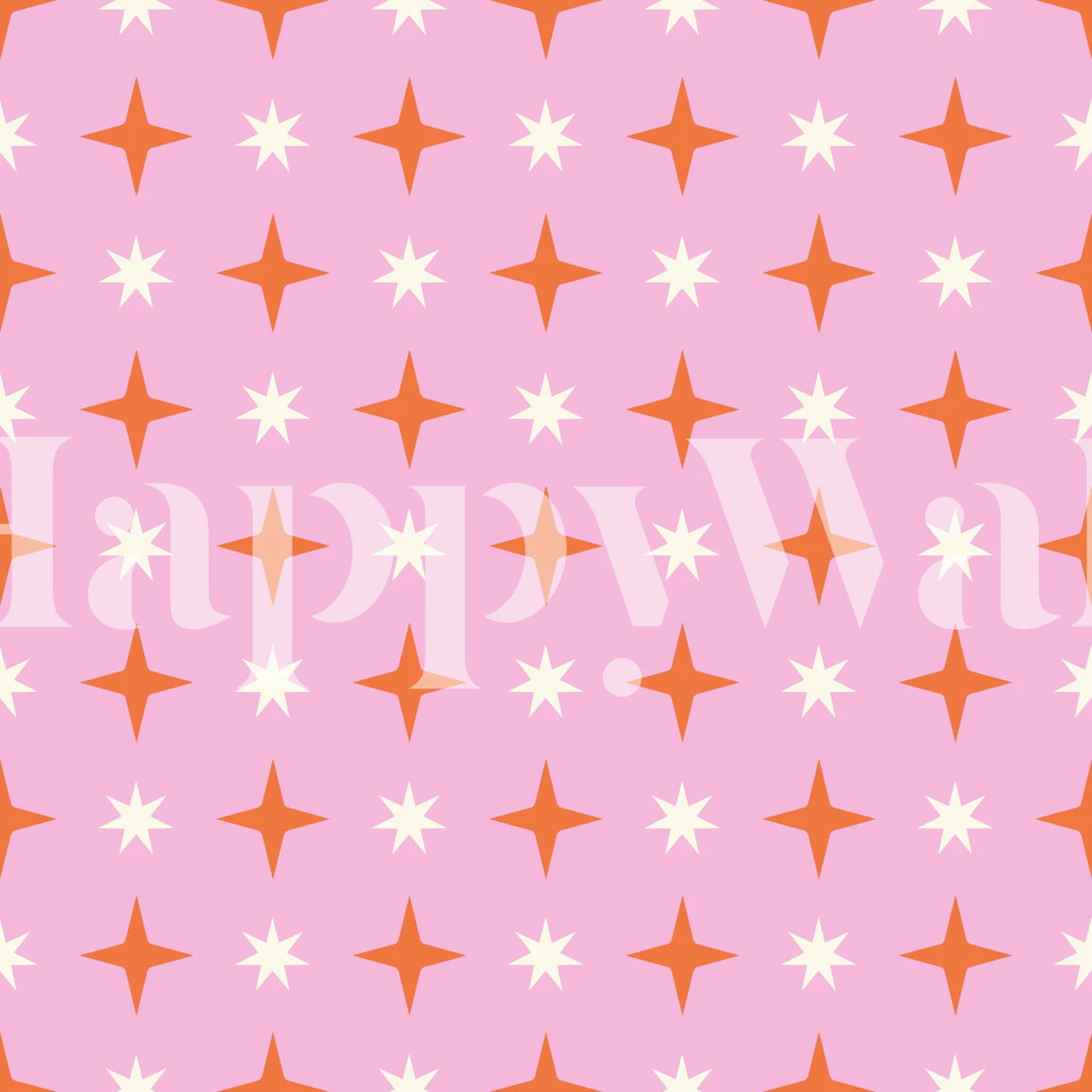 Minimal pink and orange stars wallpaper in room