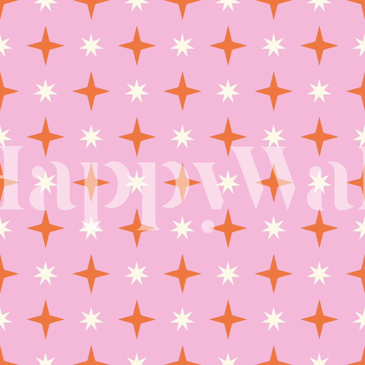 Minimal pink and orange stars wallpaper in room