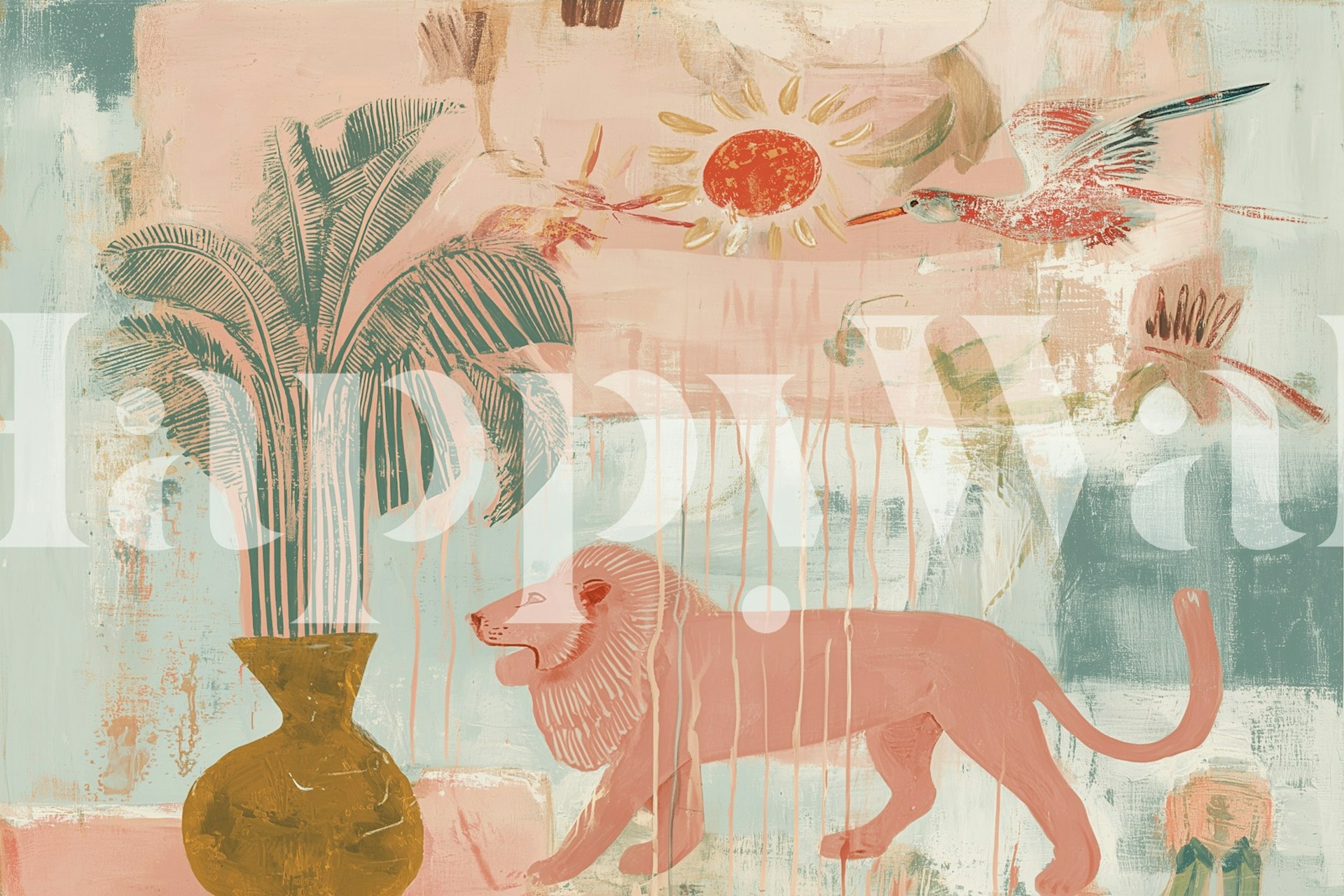 Tapeta Artistic Jungle Scene w pokoju.