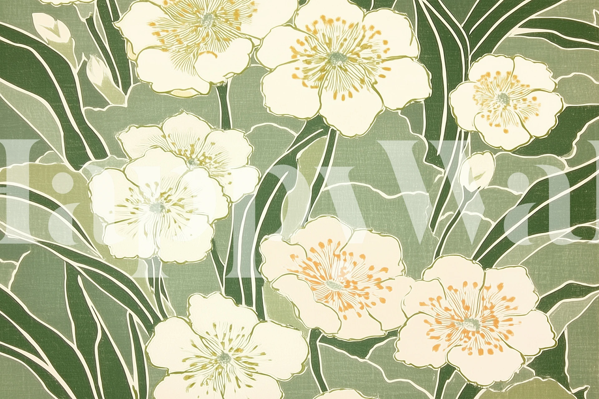 papel tapiz Elegant Blossom Pattern en una habitación