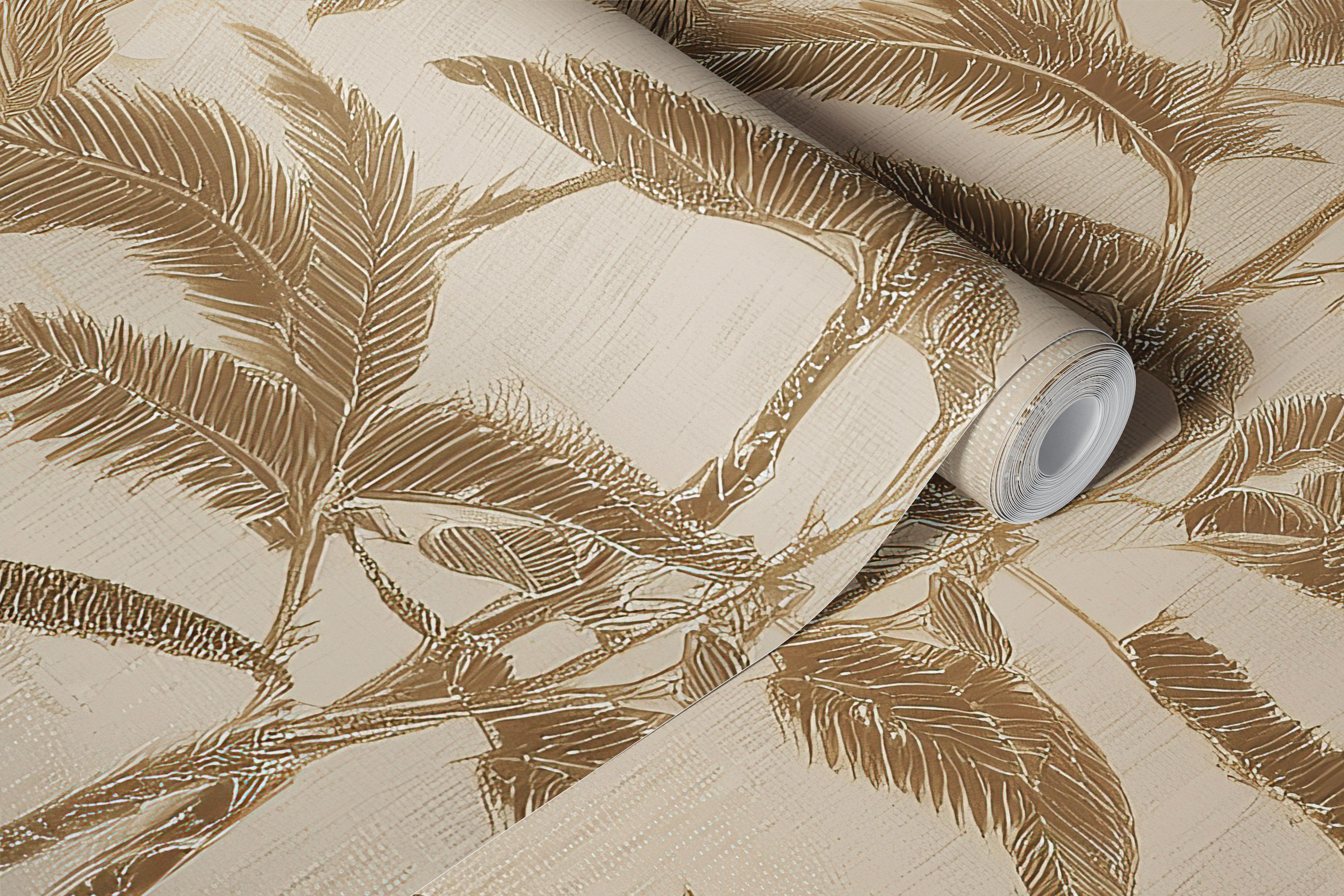 Vintage Palm Tree tapetdesign i ett rum