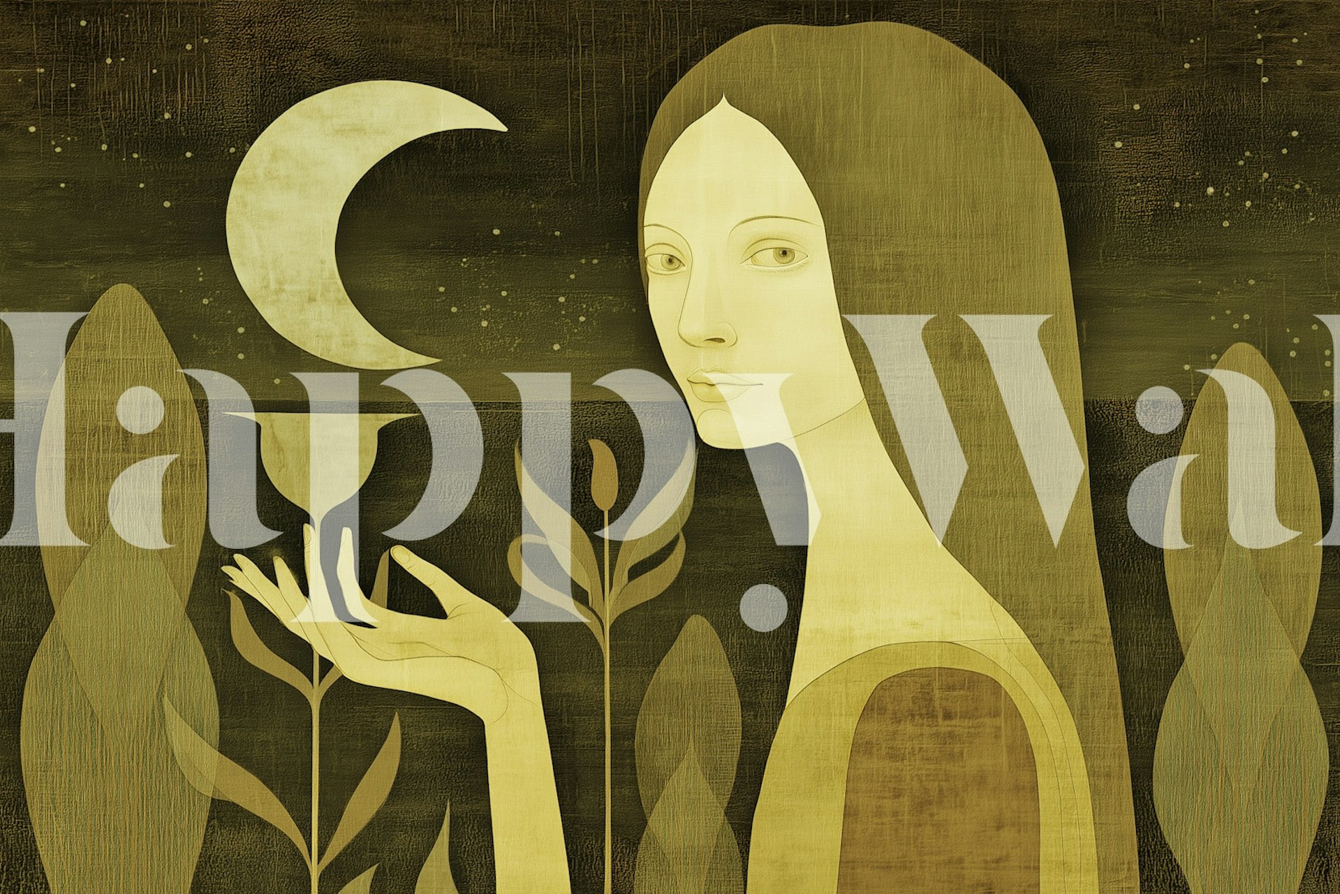 Serene Nature and Moonlit Dream wallpaper in a room