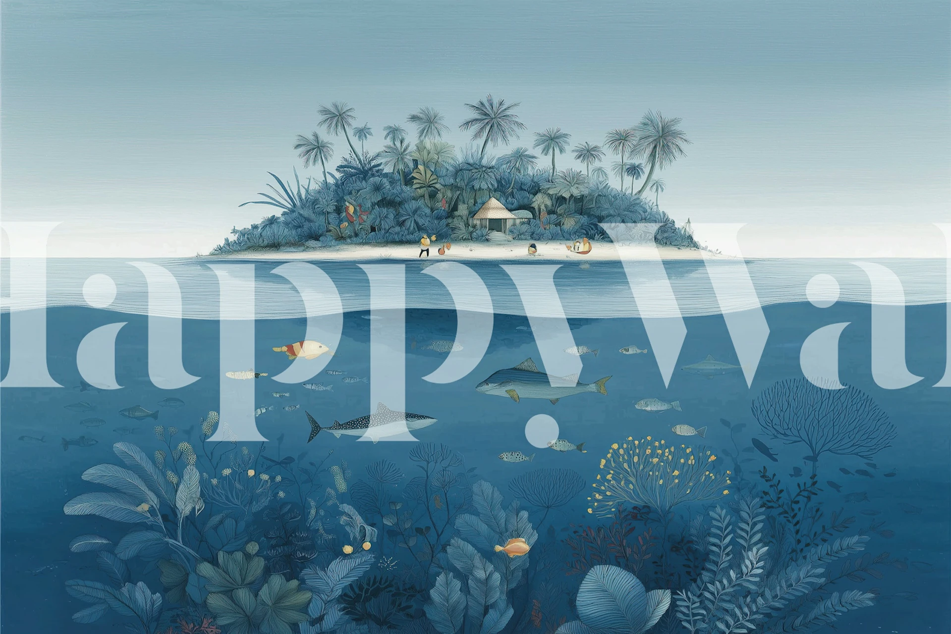 Underwater Paradise Island wallpaper in a room