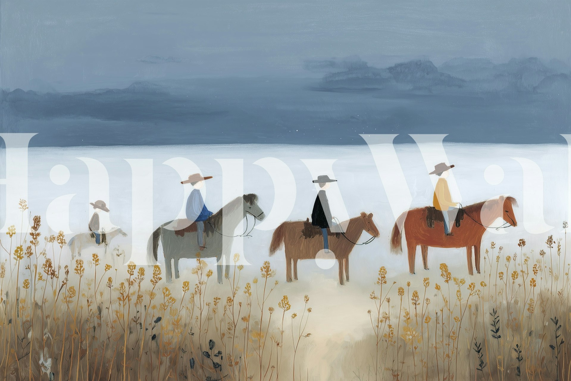 Design tapety Riders in a Vast Field