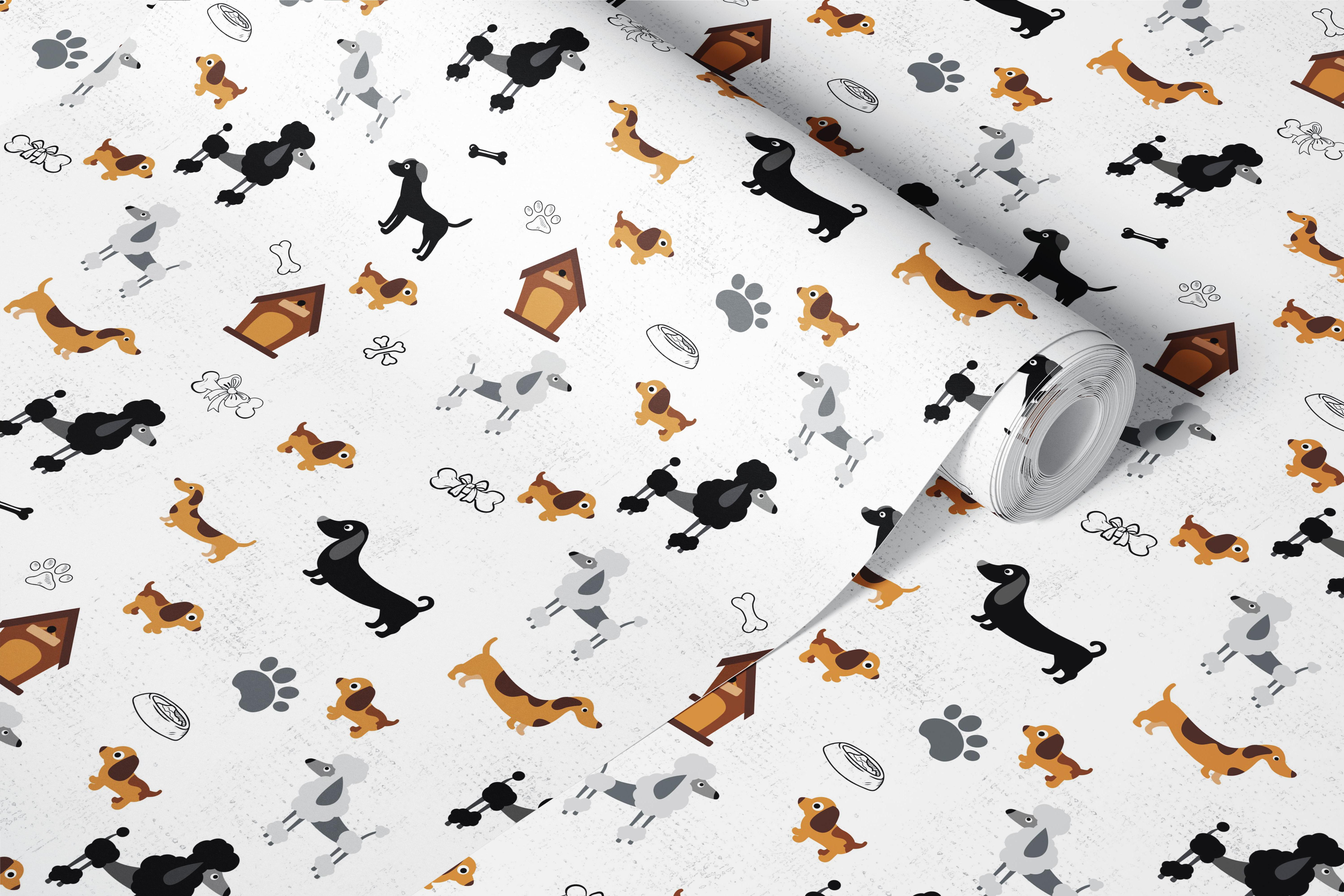 Pets dogs life wallpaper pattern in a room