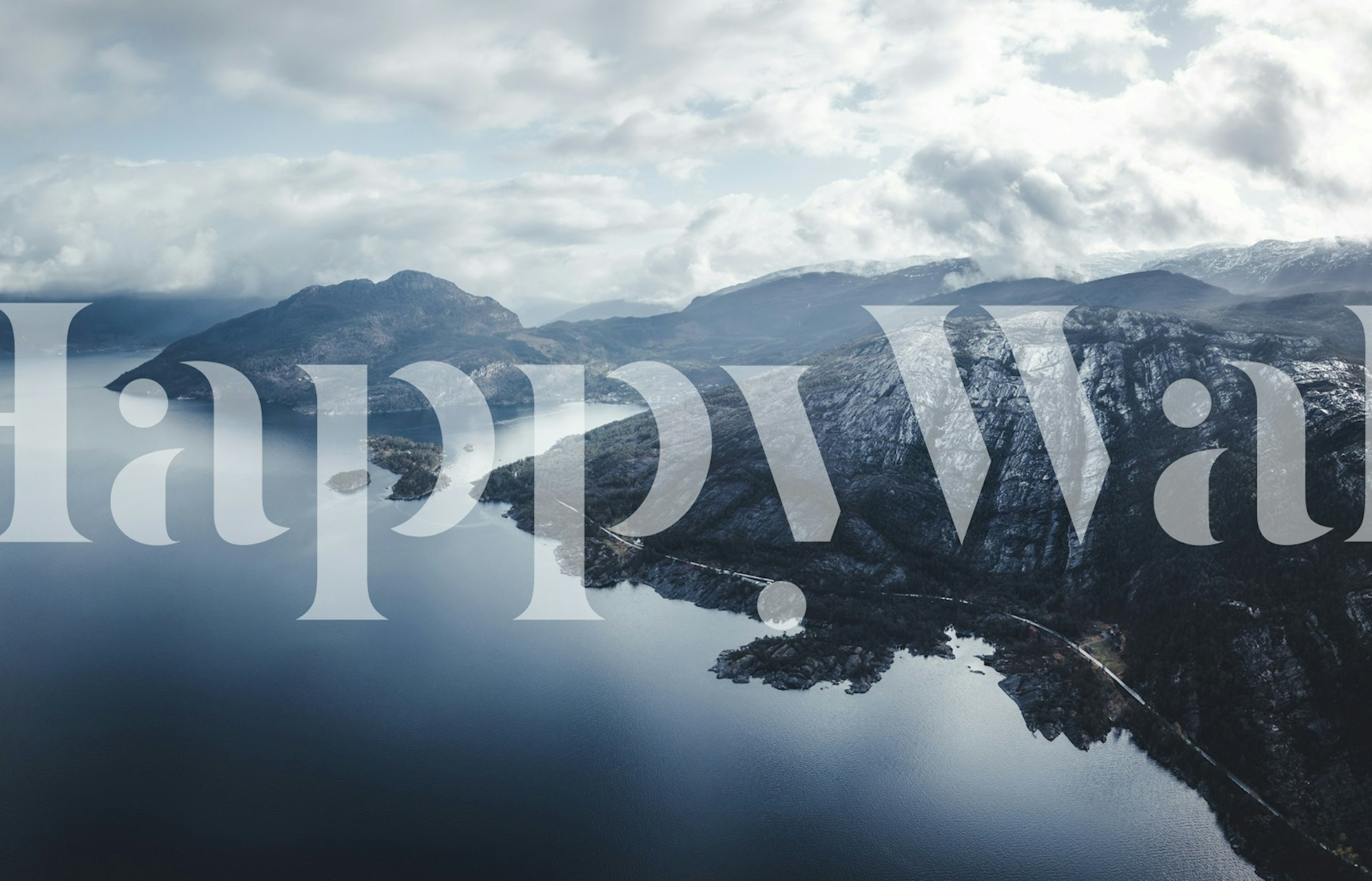 papel tapiz Norwegian fjord en una habitación