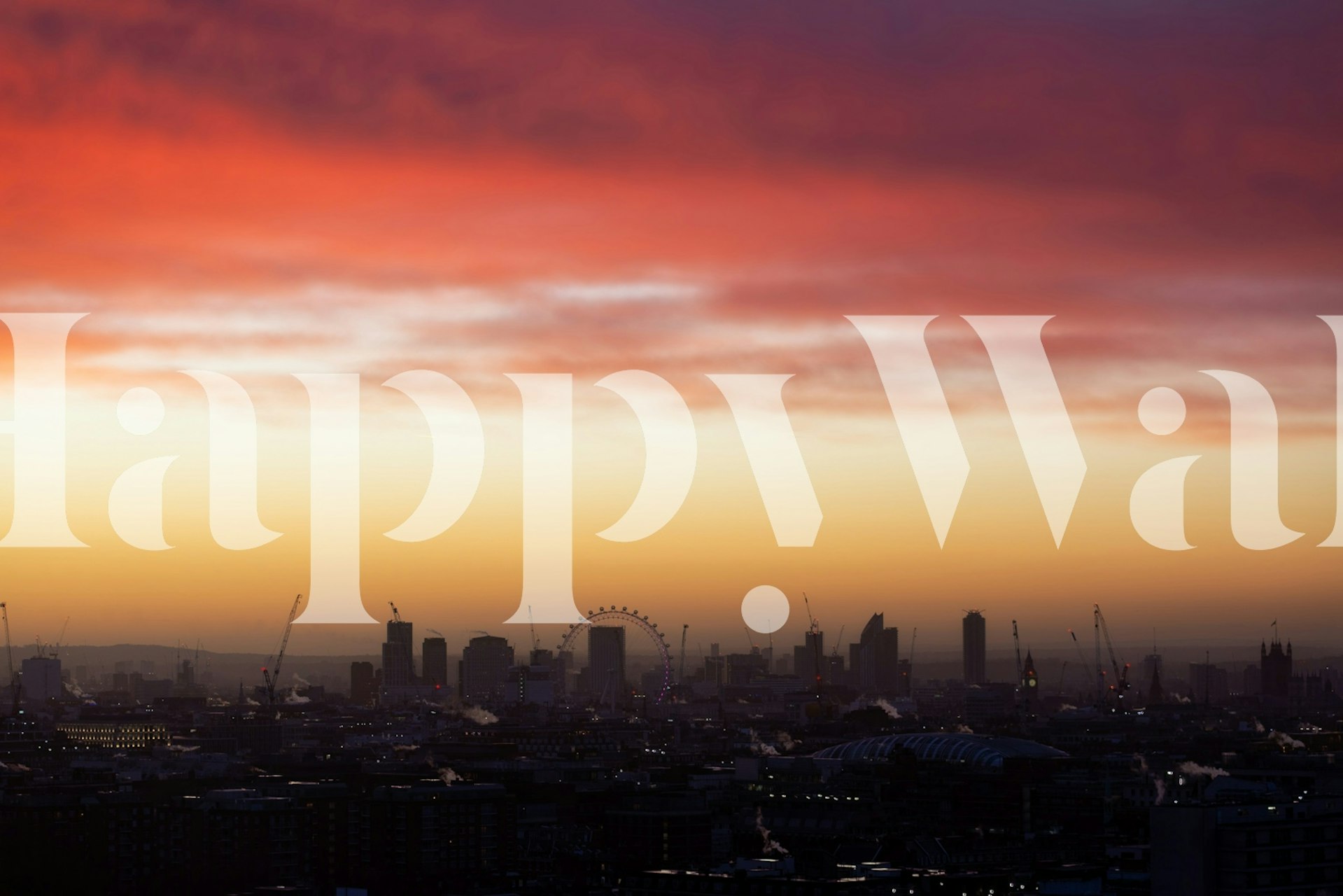 London skyline wallpaper displayed in a living room