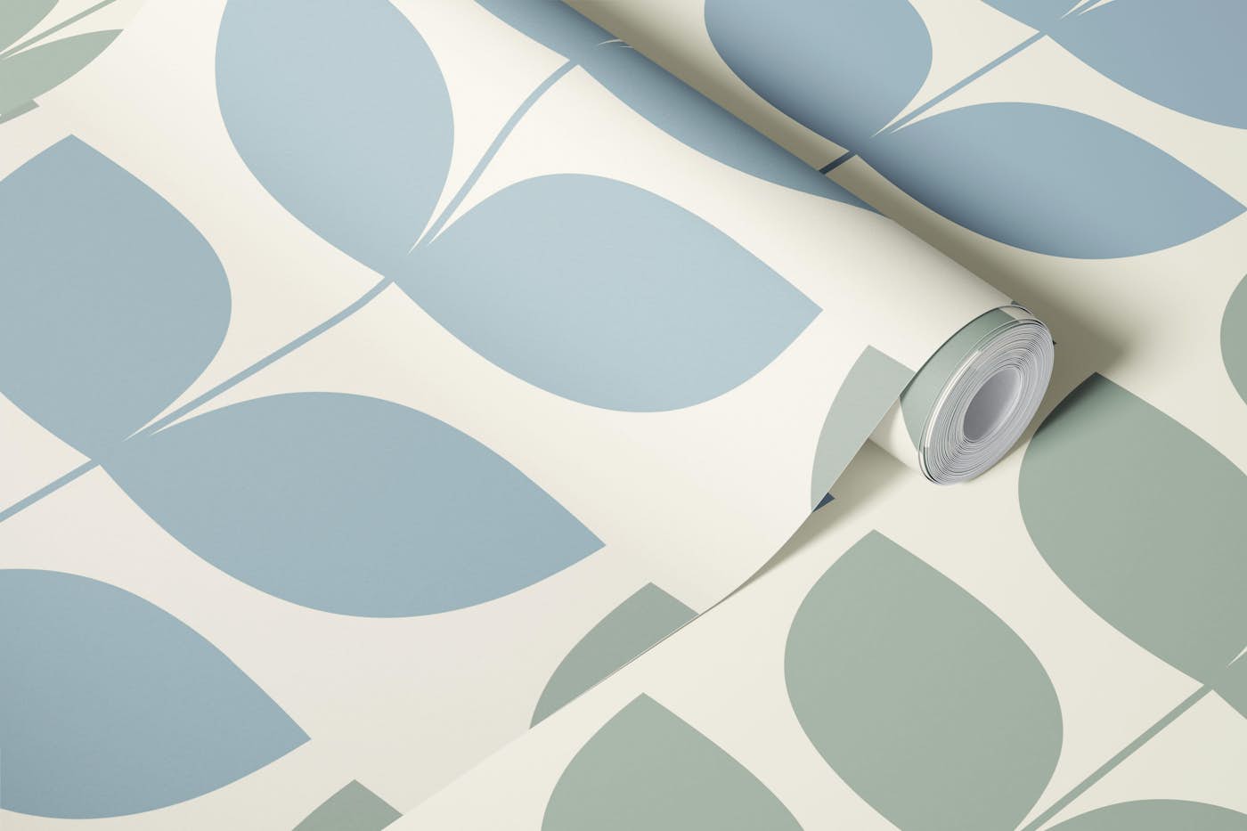 Danish Pattern Sage and BLue wallpaper roll