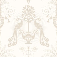 Elegant classic Mediterranean birds white - L tapet