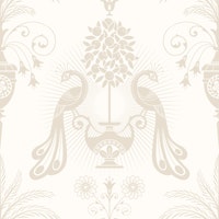 Elegant classic Mediterranean birds white - M tapet