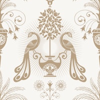 Elegant classic Mediterranean birds taupe - M tapet