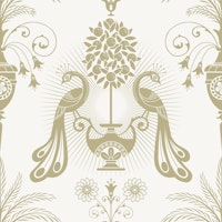 Elegant classic Mediterranean birds sage - M tapet