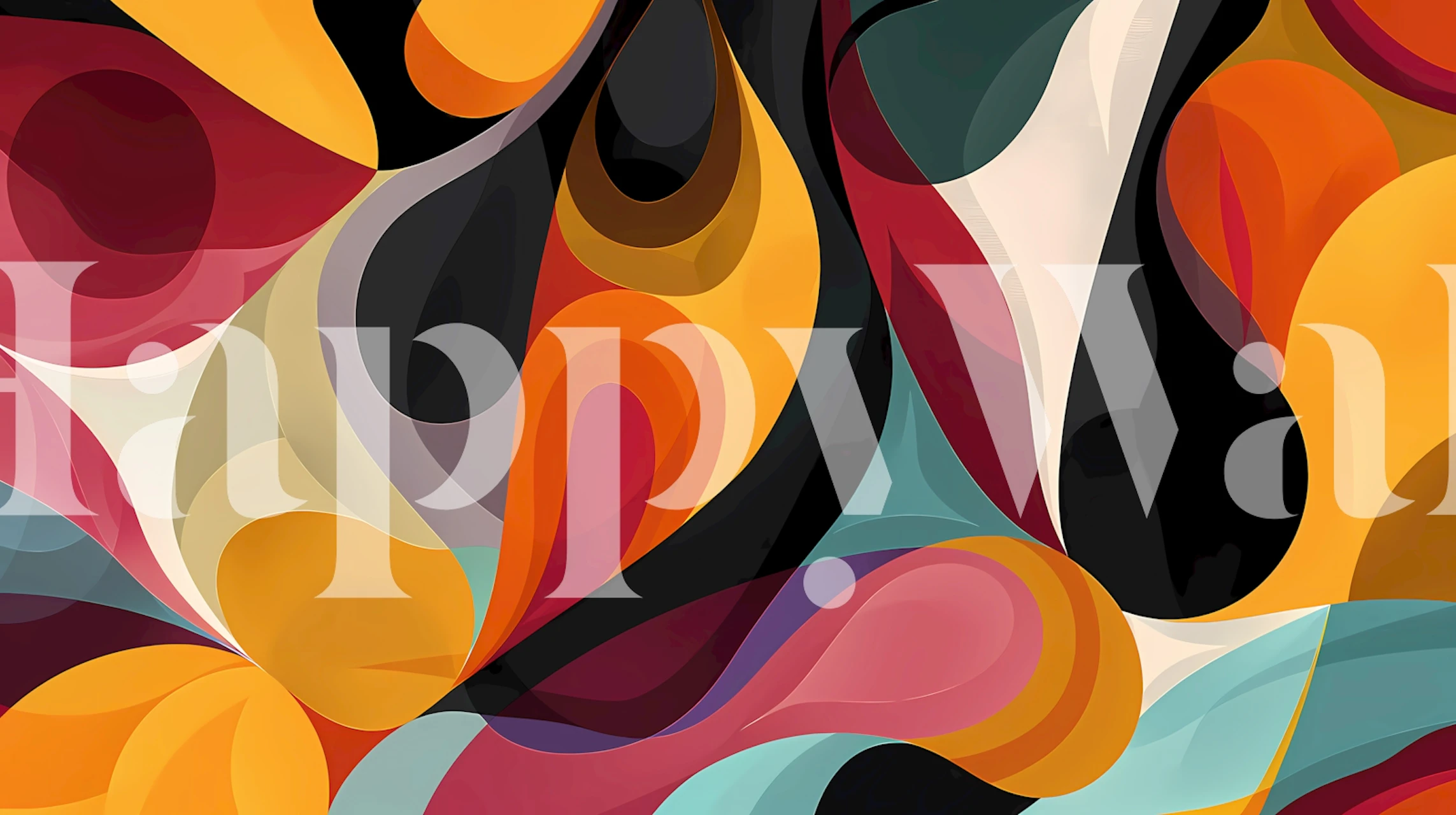 Colorful abstract wave design in bold hues wallpaper