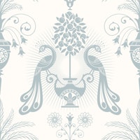 Elegant classic Mediterranean birds blue-M tapet