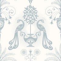 Elegant classic Mediterranean birds blue-L tapet