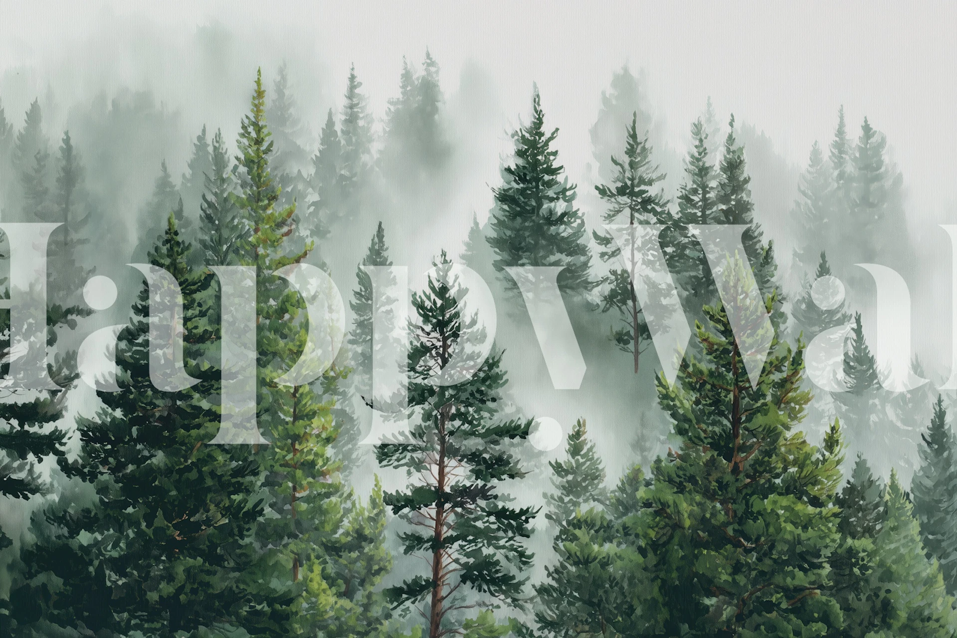 Mystical Pine Forest wallpaper in a room