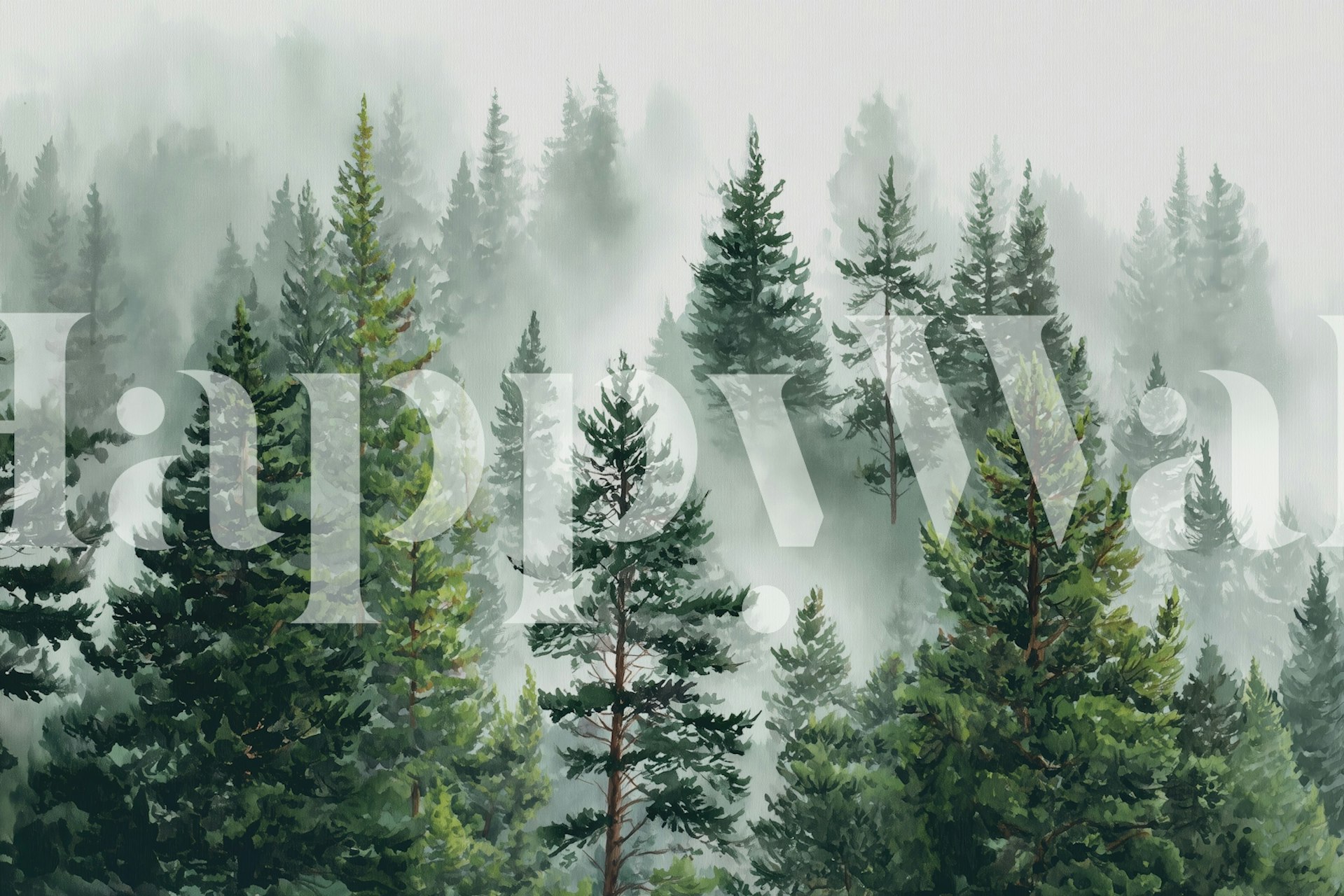 Mystical Pine Forest wallpaper in a room