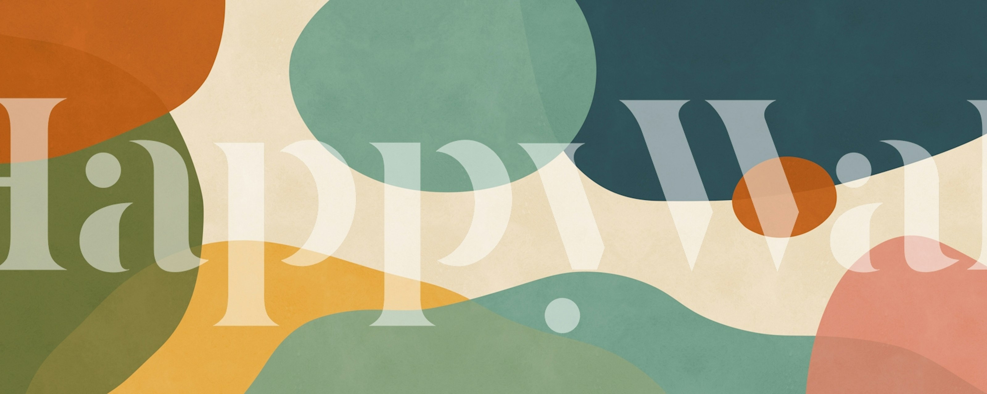 Colorful abstract waves in green, orange, and blue wallpaper