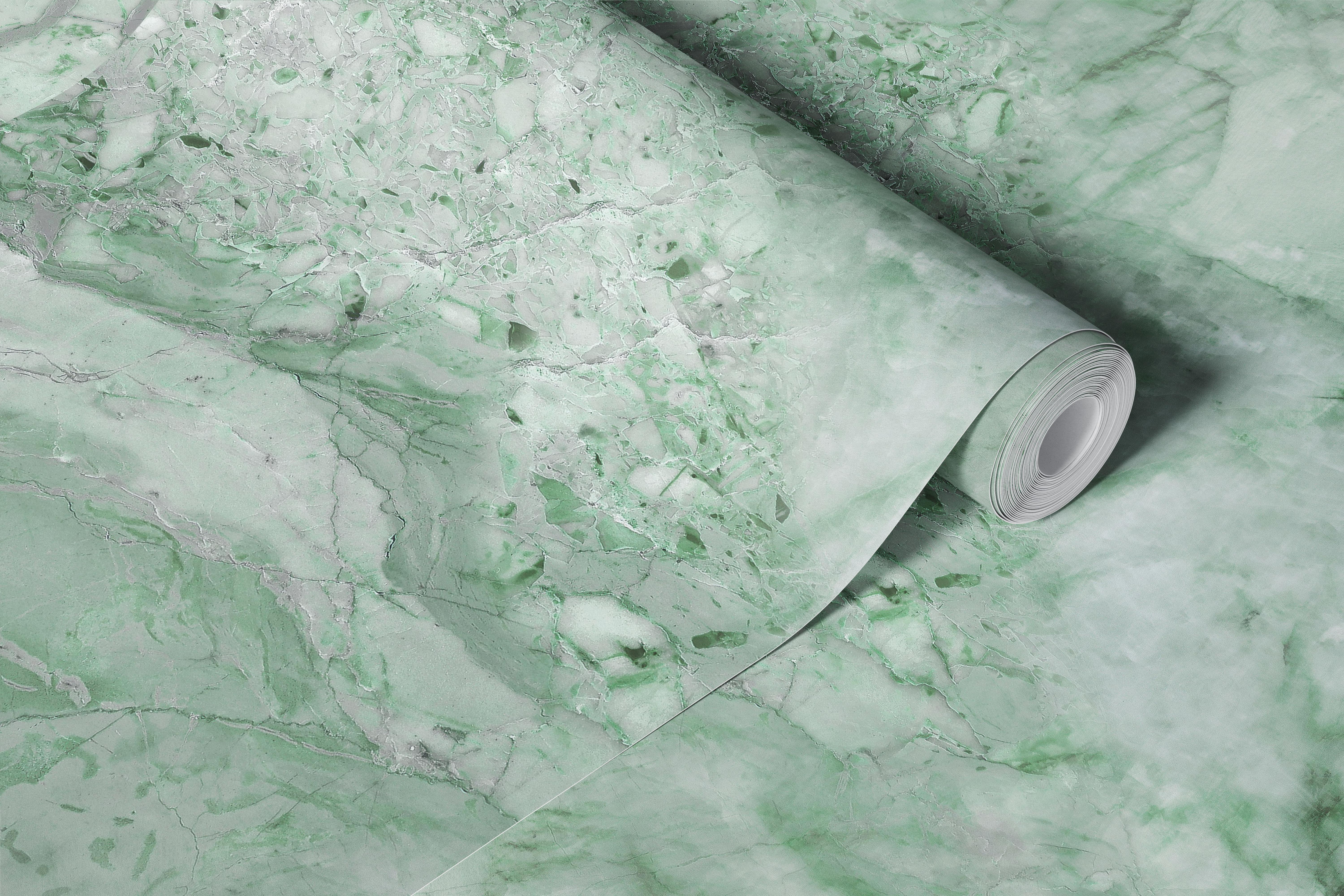 Mint green marble wallpaper with elegant veining patterns