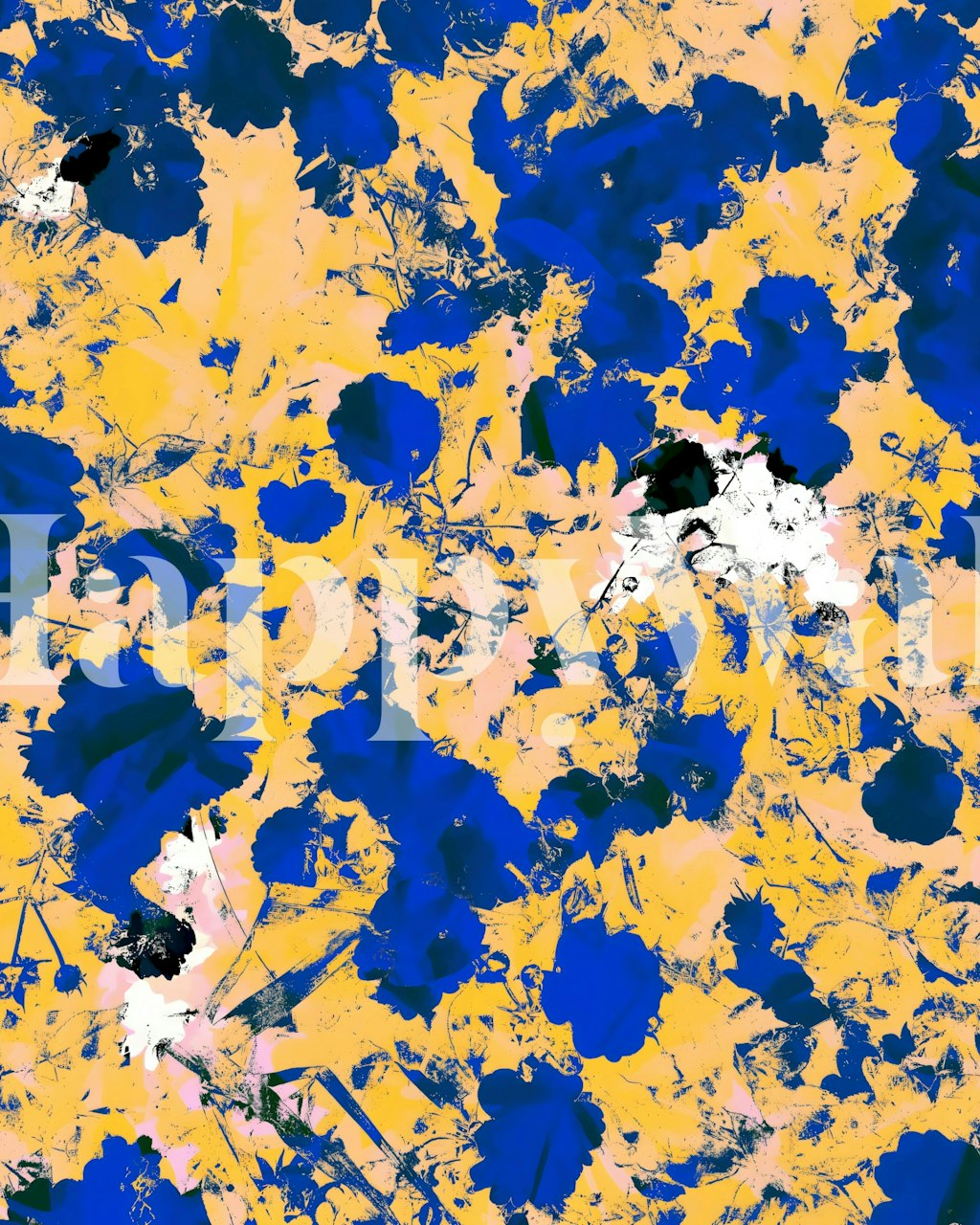 Cobalt Garden Tapetdesign in einem Raum