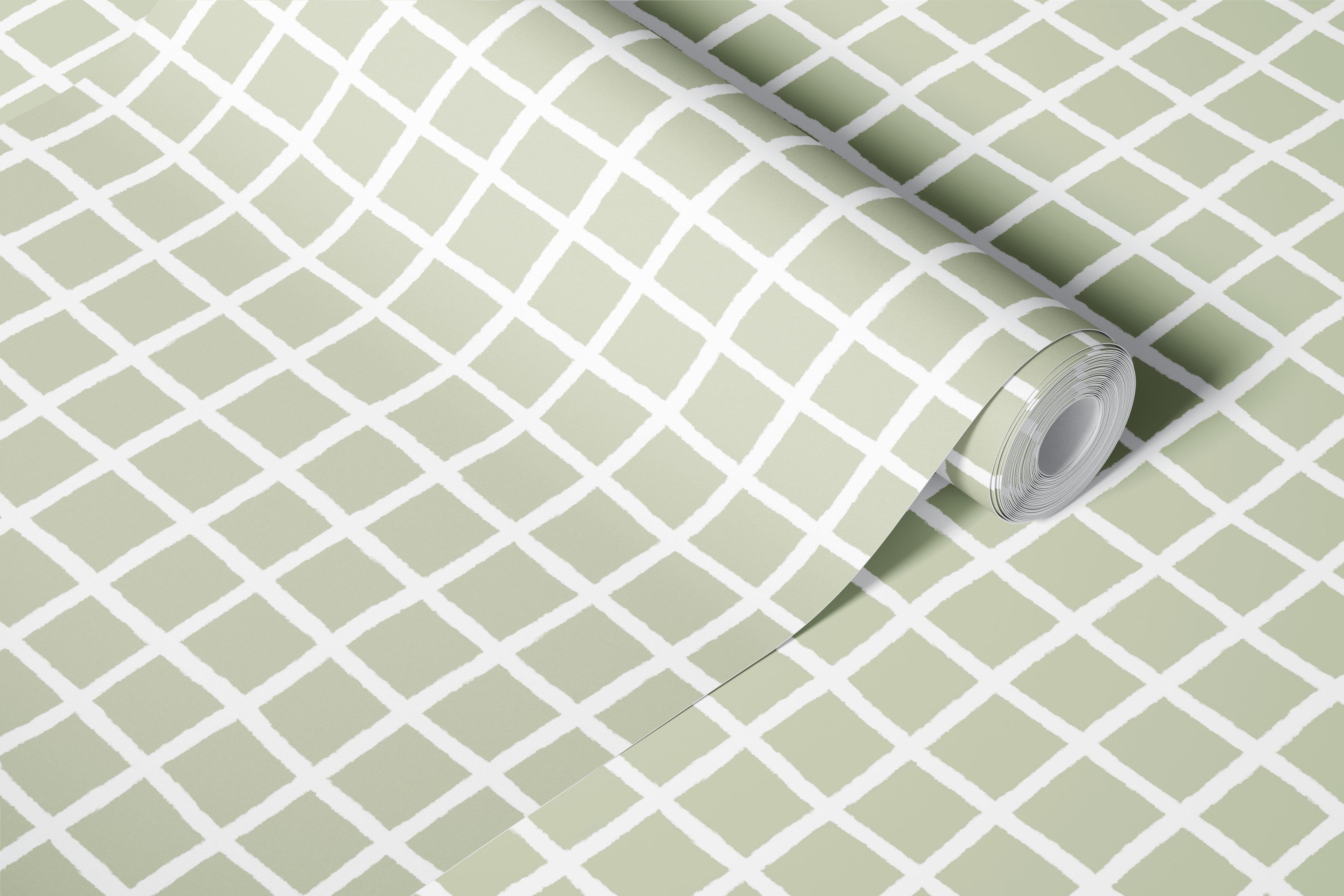 Soft Geometric Grid wallpaper in a room