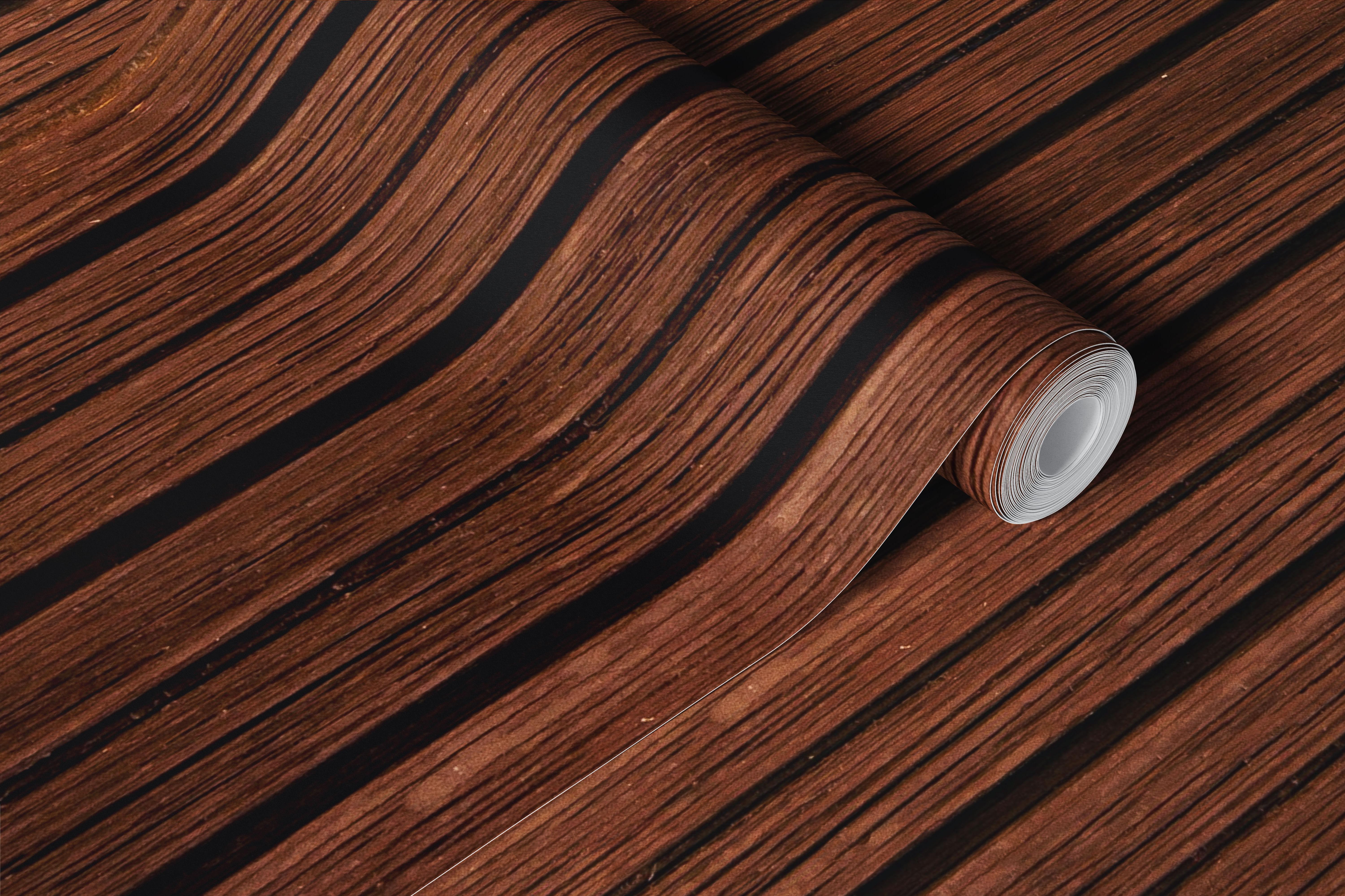 Brown vertical wood panel wallpaper design