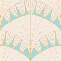 Art Deco Scallop Blue Gold tapet