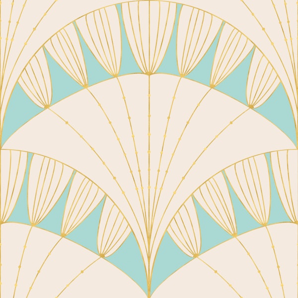 Art Deco Scallop Blue Gold