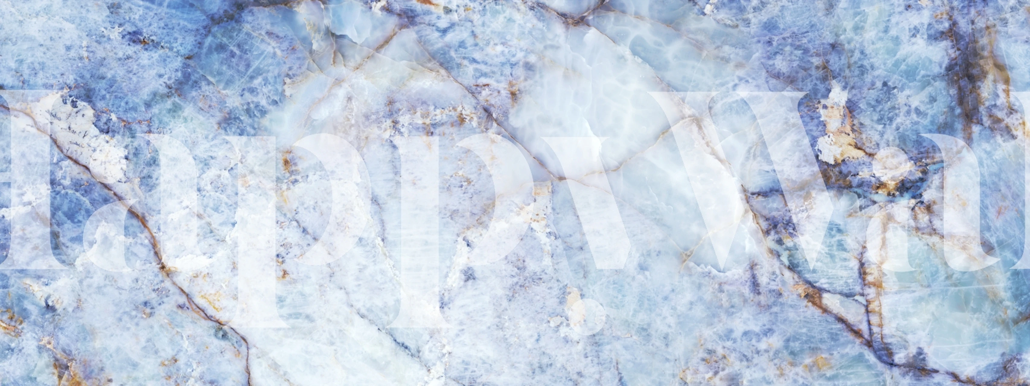 Arctic Azure Blue Marble Stone wallpaper in a room