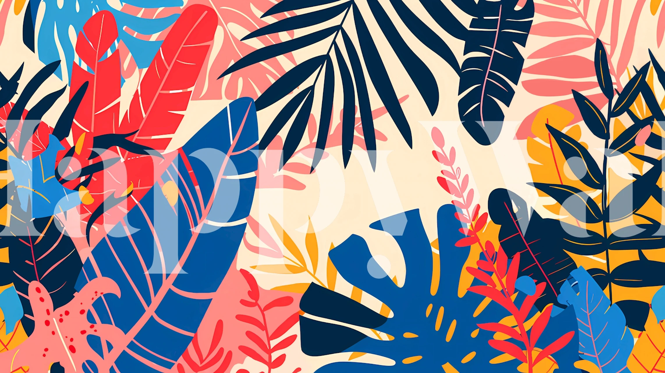 Exotic Leafy Garden Tapete in einem Raum