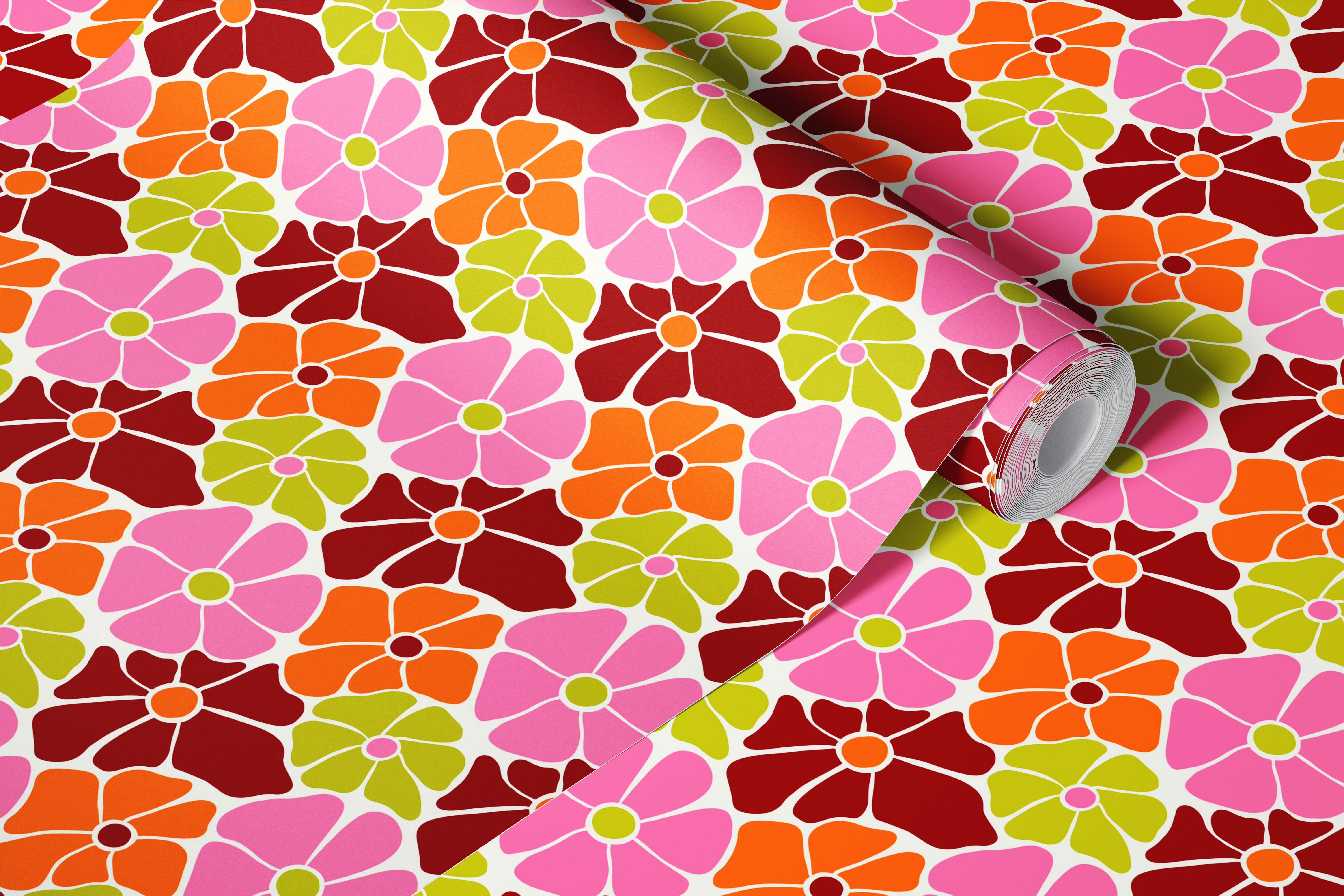 Retro Bloom Abundance papier peint floral