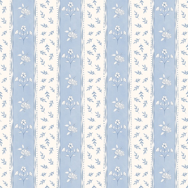 Blue Floral Stripes