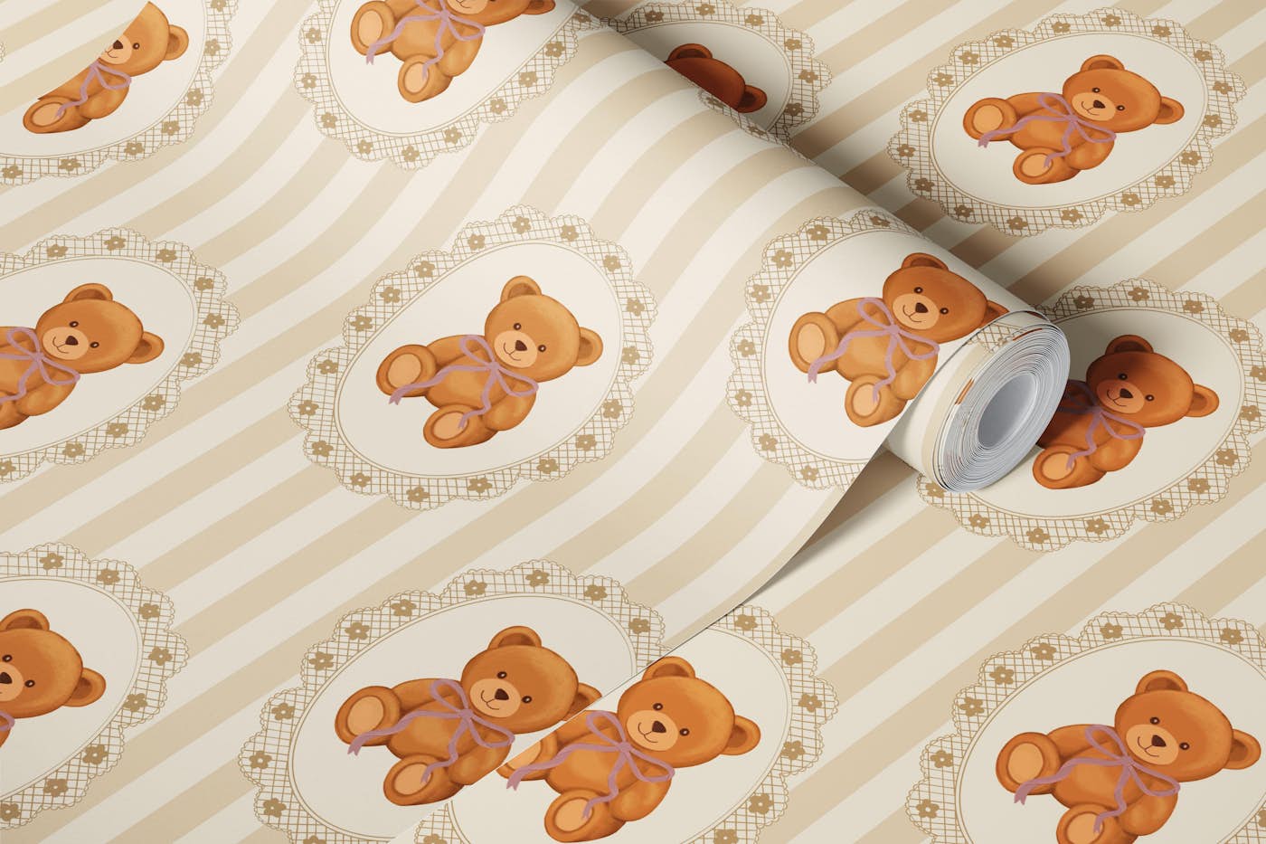 Sweet Teddy Elegance wallpaper roll