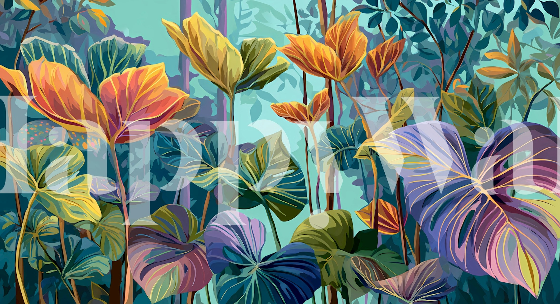 Tapeta Botanical Jungle Dream w pokoju