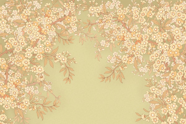 Floral Serenity Canvas Peach Chartreuse