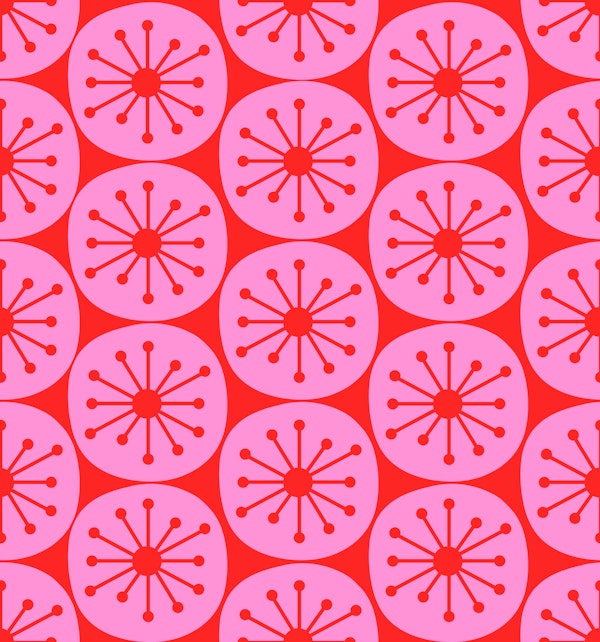 Mid Century Modern Atomic Dots Pink and Red