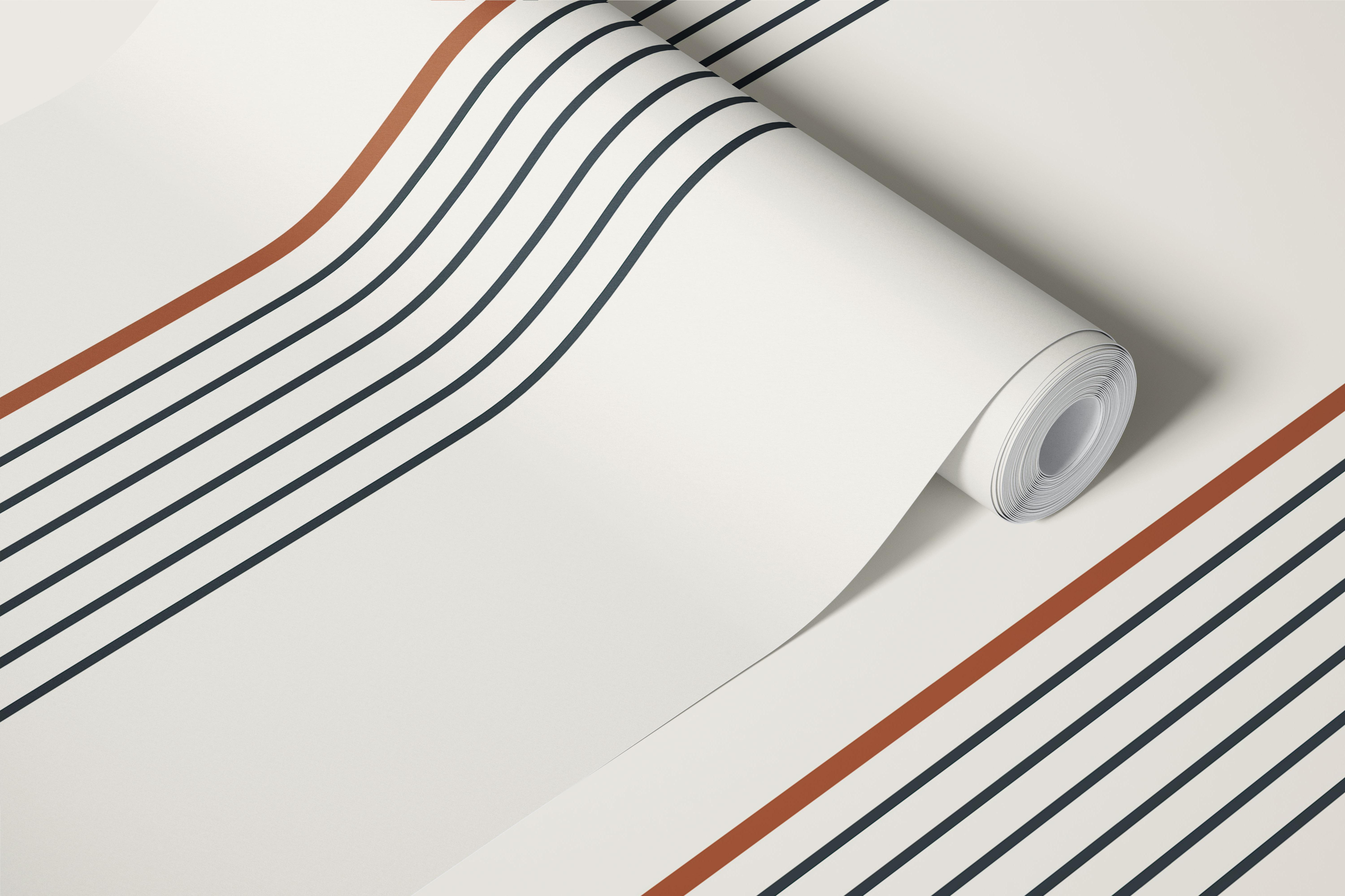 Rust and charcoal striped pattern on white backdrop wallpaper