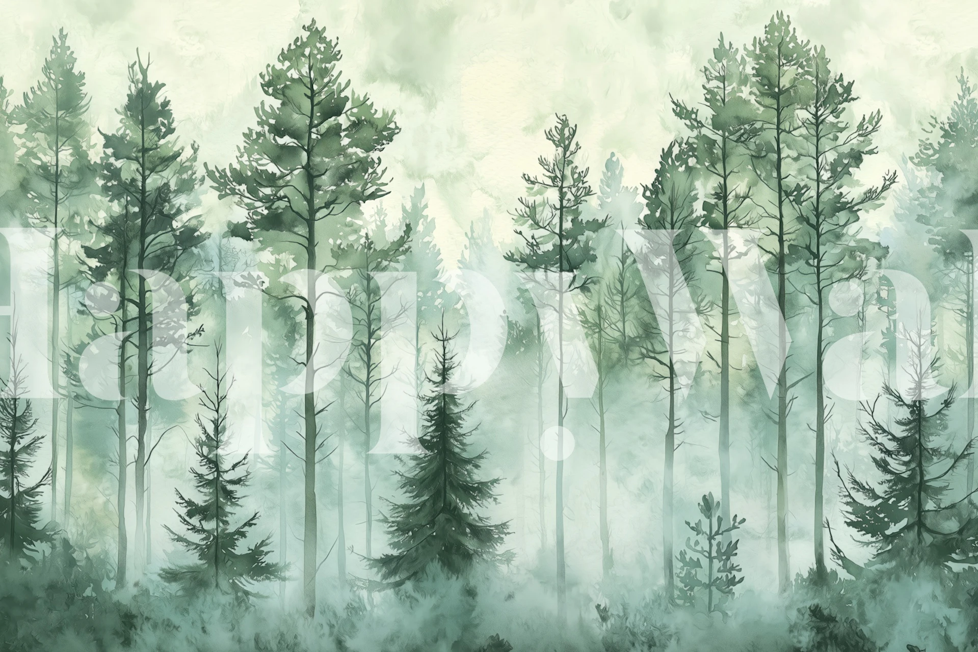 Enchanted Forest Mist wallpaper in a room