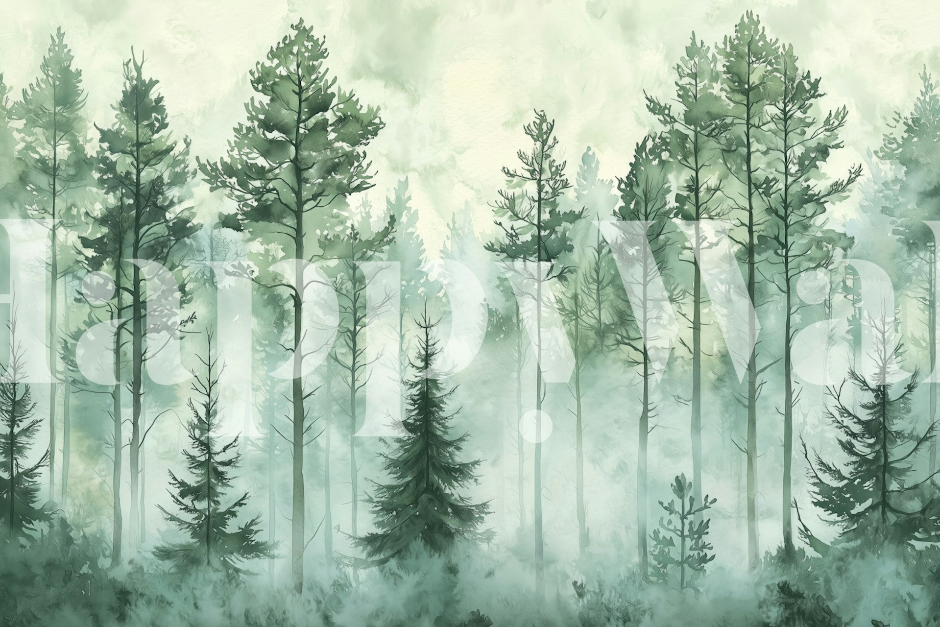 Enchanted Forest Mist wallpaper in a room