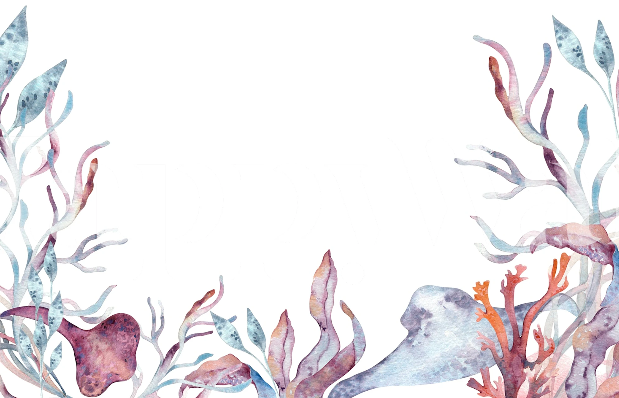 Tropical coral reef motif with aqua, pink, and white tones wallpaper