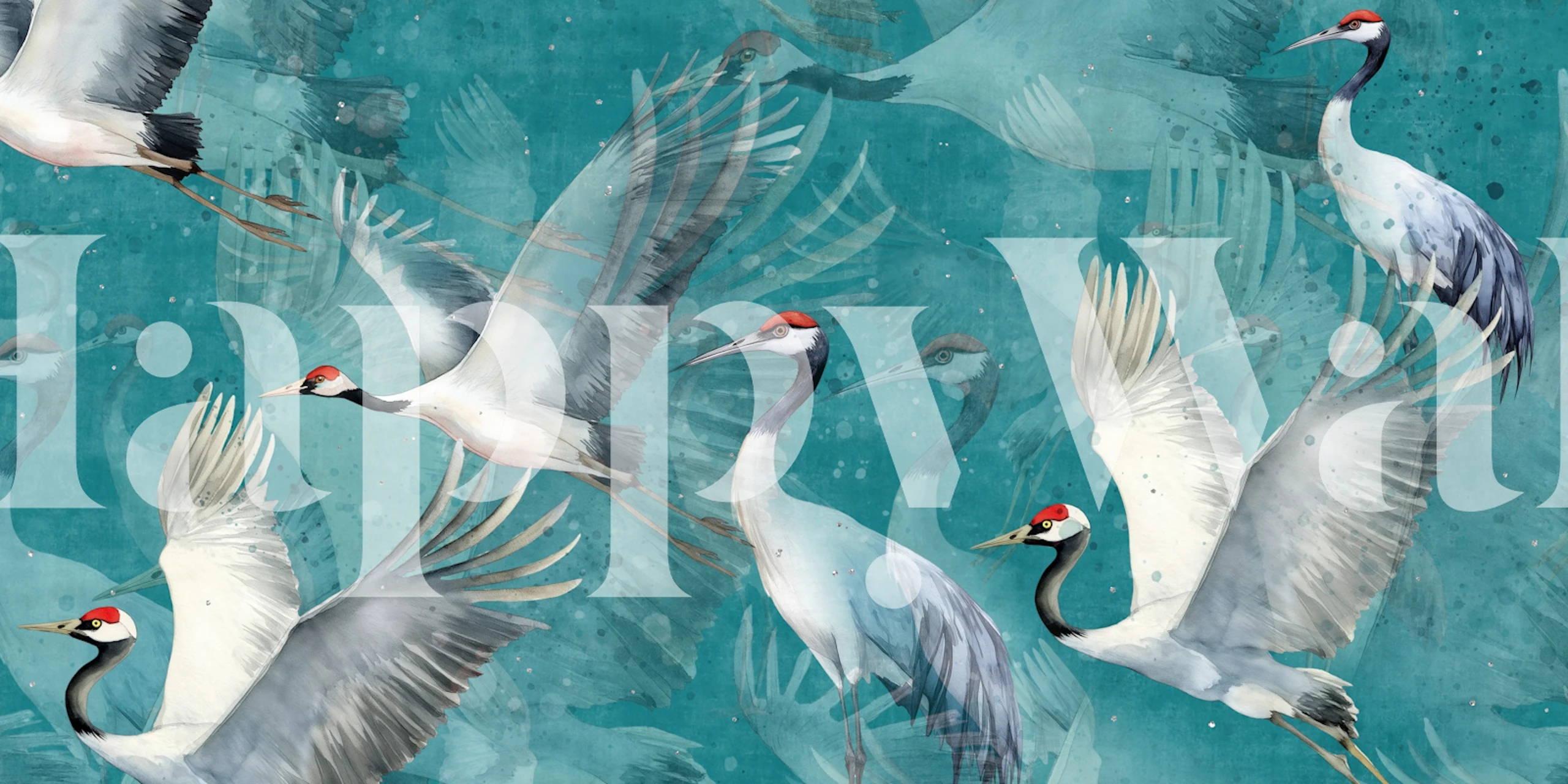 Cranes wallpaper vist i en romsetting