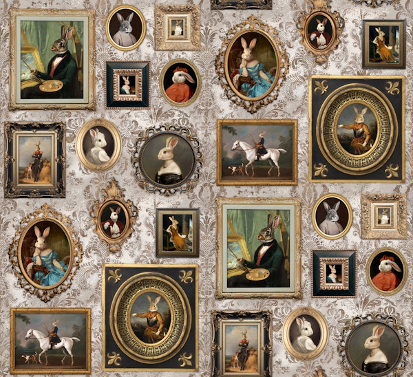 Noble Bunnies Portrait Collection Beige Rust