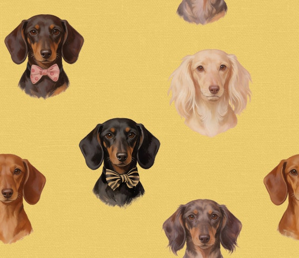 Dachshund Portraits Yellow