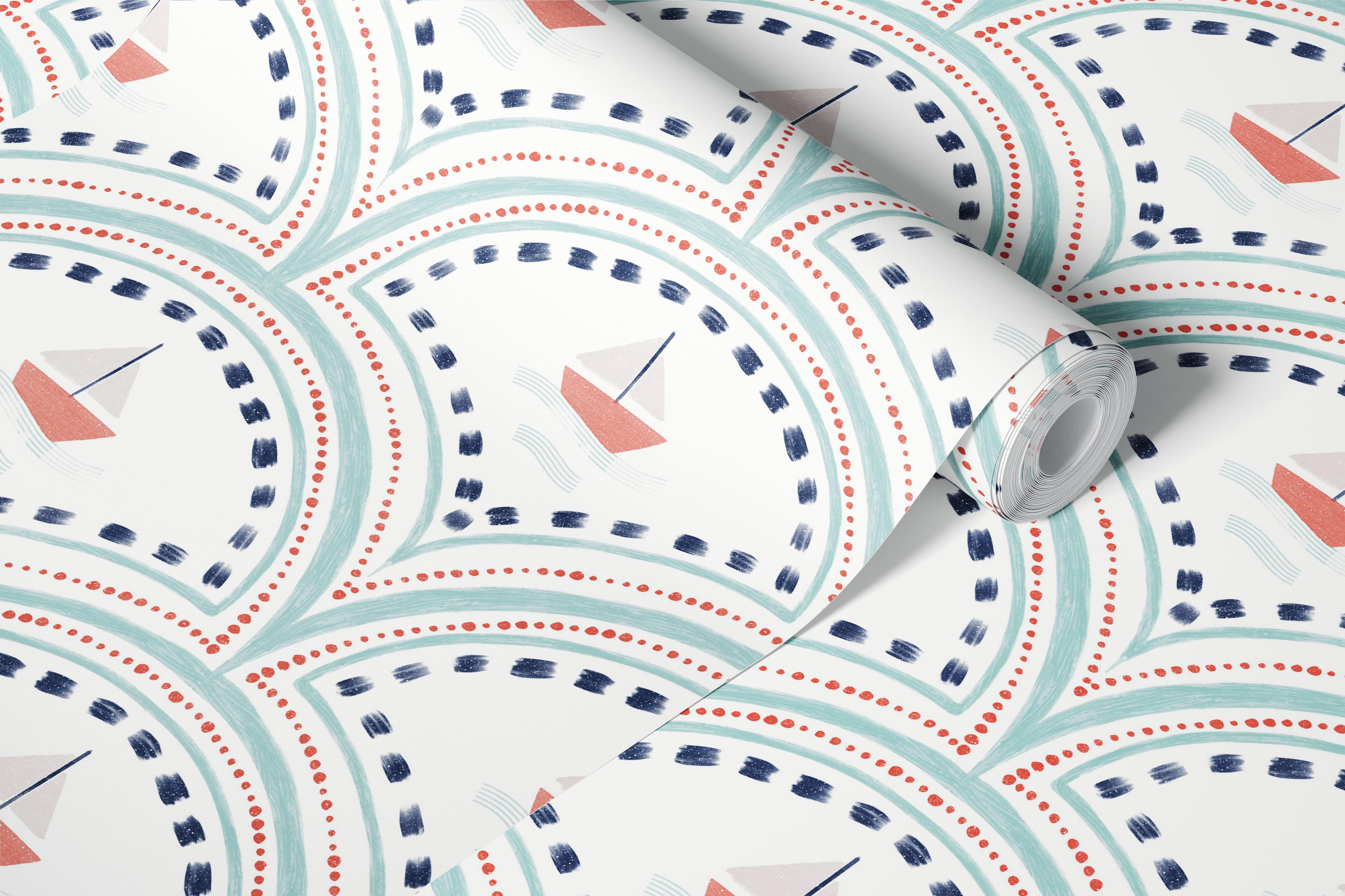 Nautical nursery boats behang in een kamer