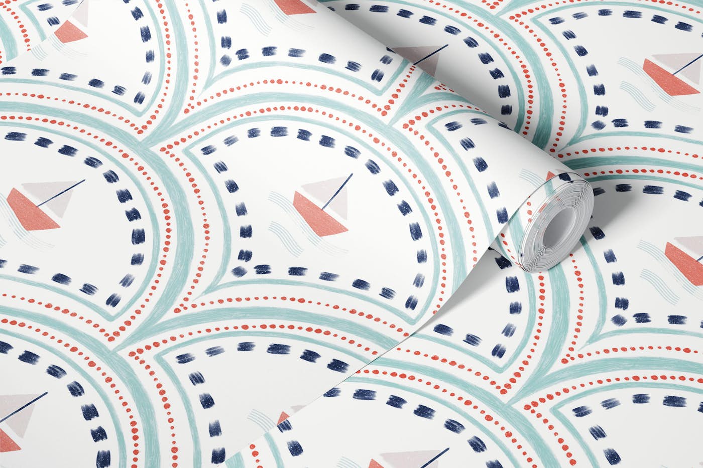 Nautical nursery boats wallpaper roll