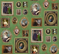 Mysterious Owls Portrait Collection Green papiers peint