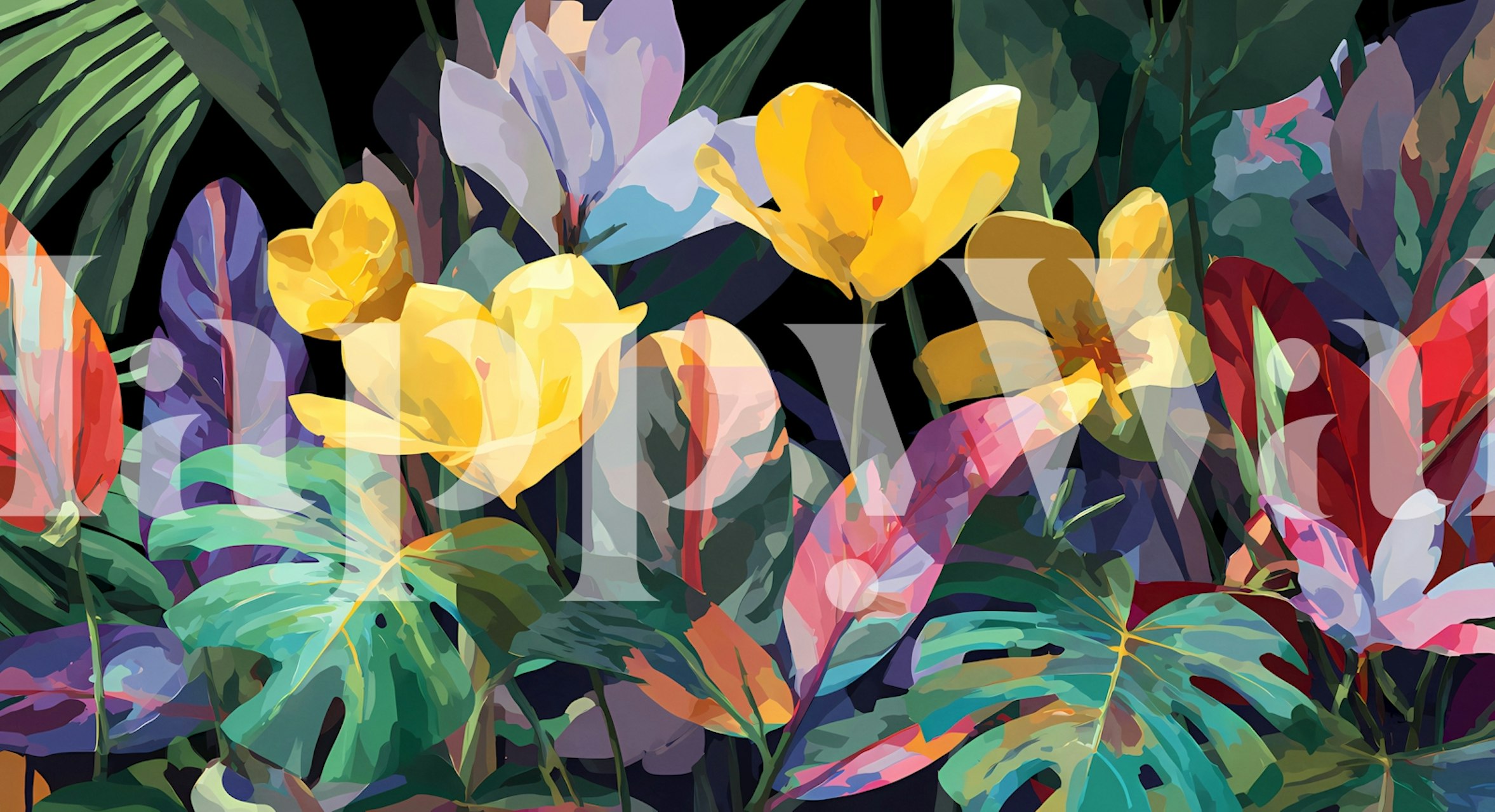 Exotic Floral Escape wallpaper in a room