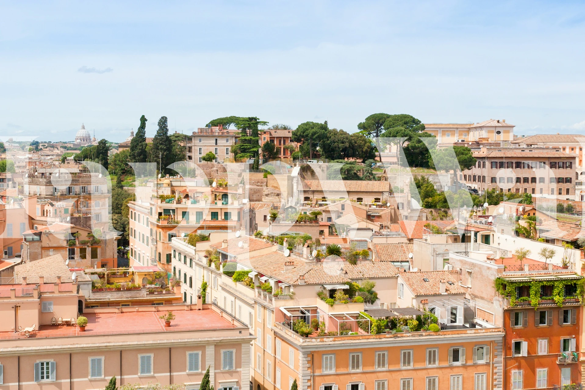 Rome rooftops panorama tapeta v pokoji
